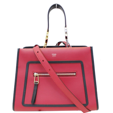 FENDI Runway Leather Tote Shoulder Bag Red