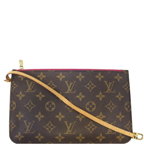 LOUIS VUITTON Pochette Wristlet Pouch Monogram Canvas Neverfull Fuchsia