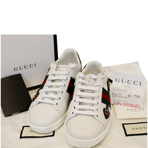 GUCCI Ace Embroidered Arrow Logo Sneakers Size US 7.5