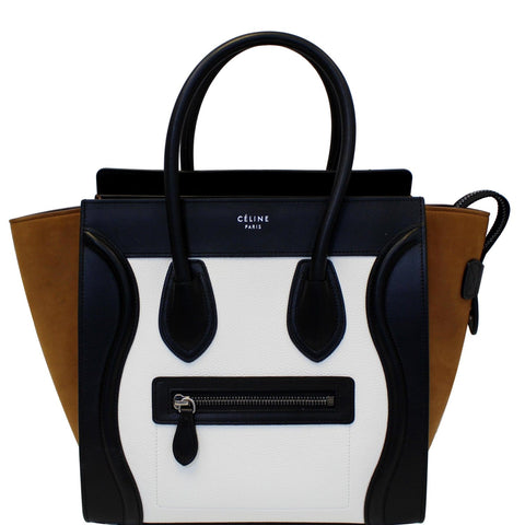 CELINE Mini Luggage Calfskin Leather Tote Bag Tri-Color