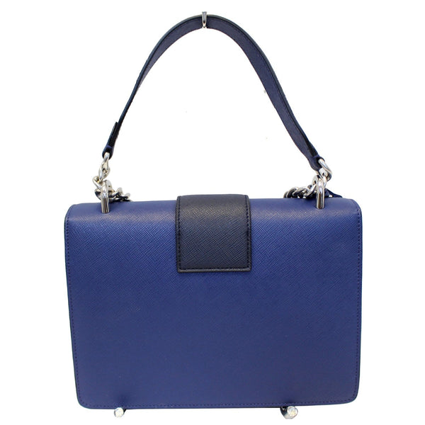 Prada Saffiano Leather Shoulder Bag in Blue - back view