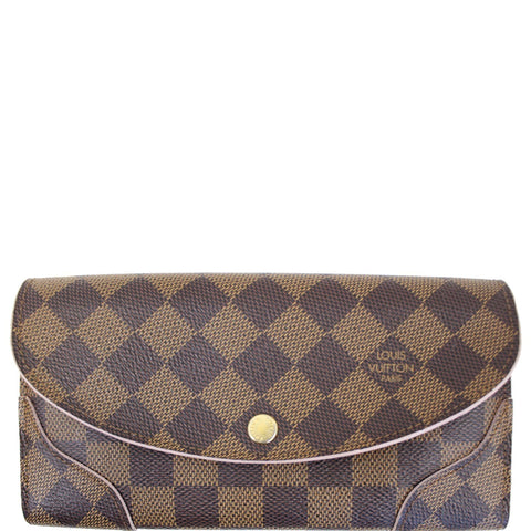 LOUIS VUITTON Caissa Damier Ebene Wallet Rose Ballerine