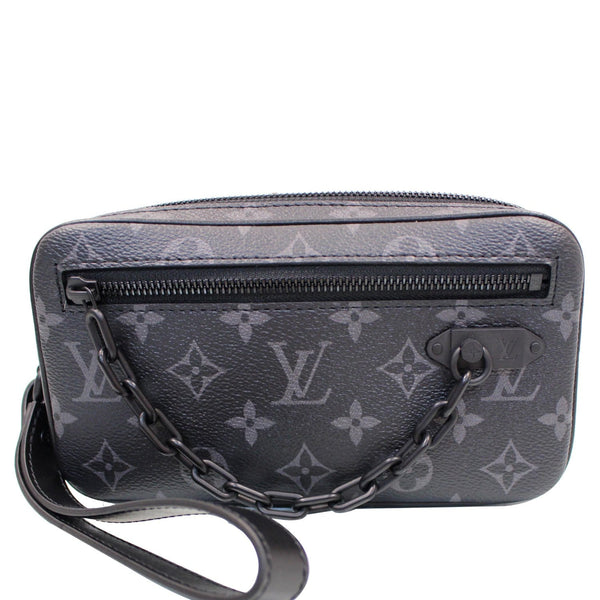 Louis Vuitton Pochette Volga Clutch Bag Black - Front View