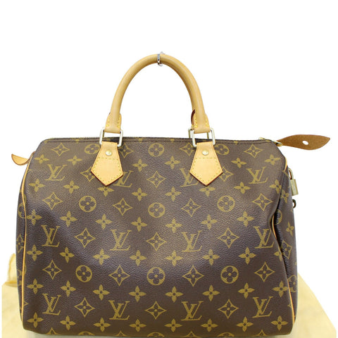 LOUIS VUITTON Speedy 30 Monogram Canvas Brown Satchel Bag