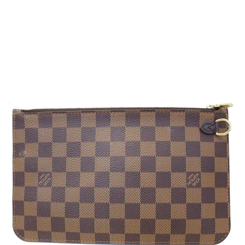 LOUIS VUITTON Pochette Wristlet Pouch Damier Ebene Neverfull MM Brown