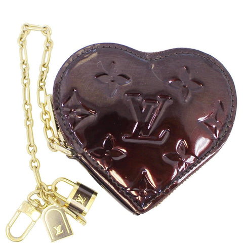 LOUIS VUITTON Heart Monogram Vernis Coin Purse Amarante