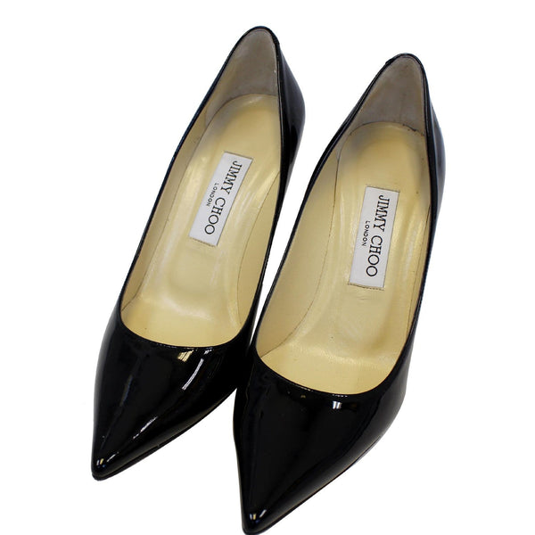 JIMMY CHOO Pointy Toe Patent Leather Pumps Black US 7