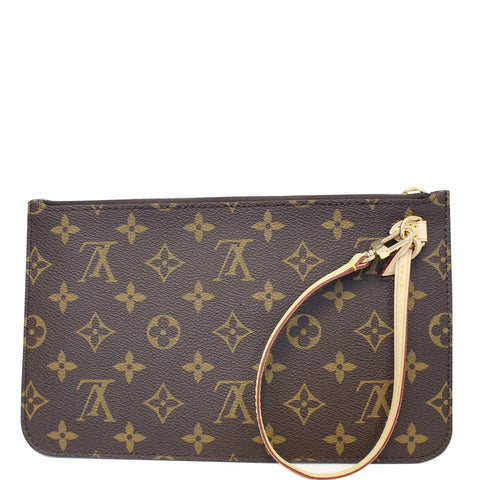 LOUIS VUITTON Pochette Wristlet Pouch Monogram Canvas Neverfull MM Brown
