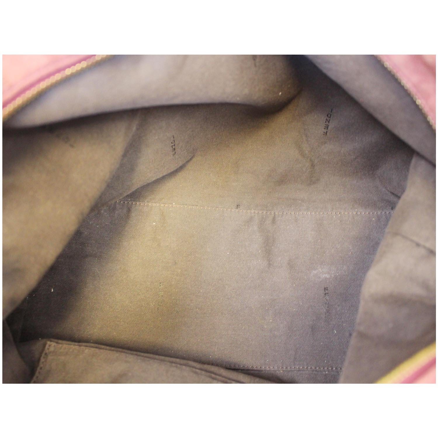 Fendi Burgundy/Tobacco Leather Pequin Canvas Silvana Top Handle Bag