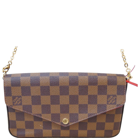 LOUIS VUITTON Pochette Felicie Damier Ebene Crossbody Bag Brown