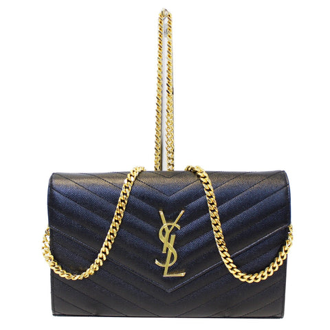 YVES SAINT LAURENT Matelasse Envelope Chain Wallet Black