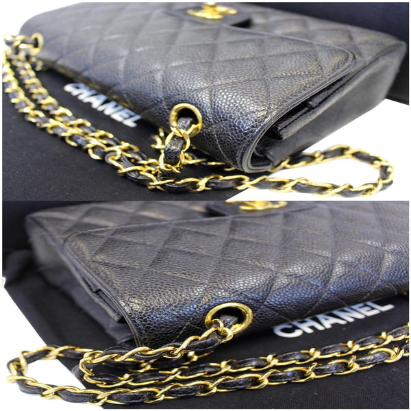 CHANEL Double Flap Small Caviar Leather Shoulder Bag Black-US