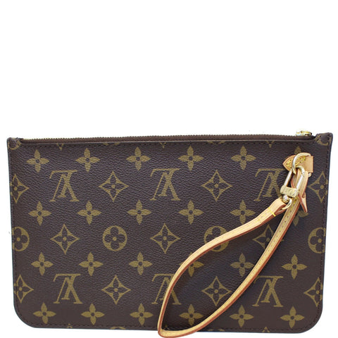LOUIS VUITTON Pochette Wristlet Pouch Monogram Canvas Neverfull MM Brown
