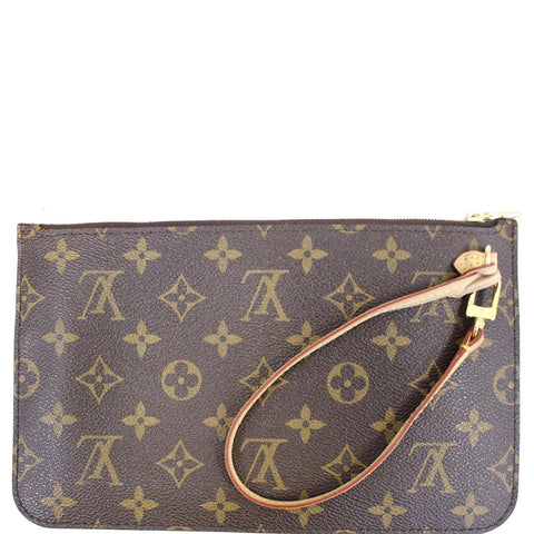LOUIS VUITTON Pochette Wristlet Pouch Monogram Canvas Neverfull MM Brown