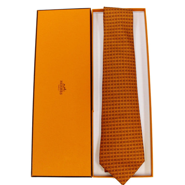 Hermes Birkin Men's Silk Neck Tie in Orange