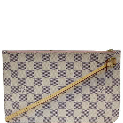 LOUIS VUITTON Pochette Wristlet Pouch Damier Azur Neverfull GM Rose Ballerine