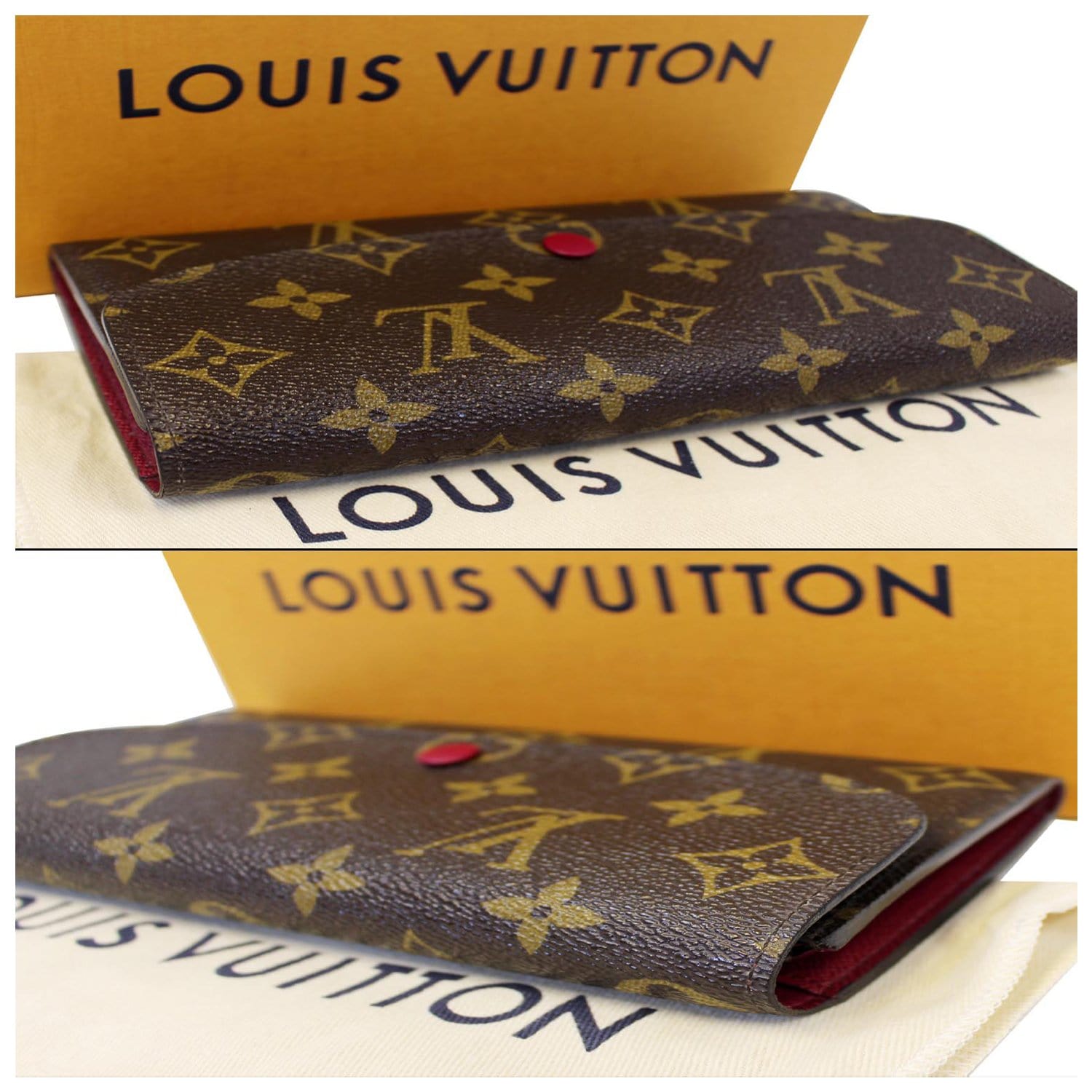 Louis Vuitton emilie wallet Canvas Monogram With Red Button Gently