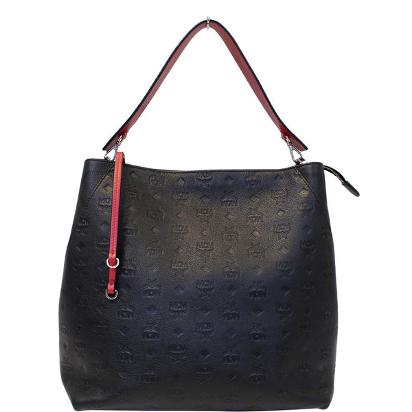 MCM Klara Monogram Leather Hobo Bag Black-US