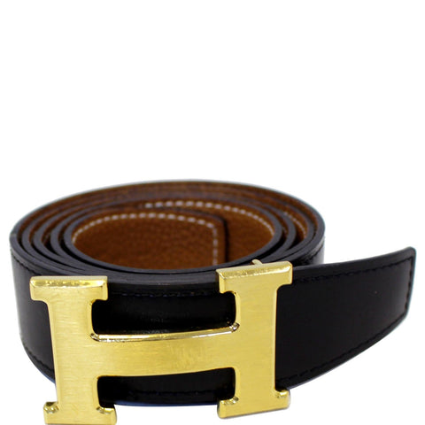 HERMES Buckle H Reversible Belt Black Size 43