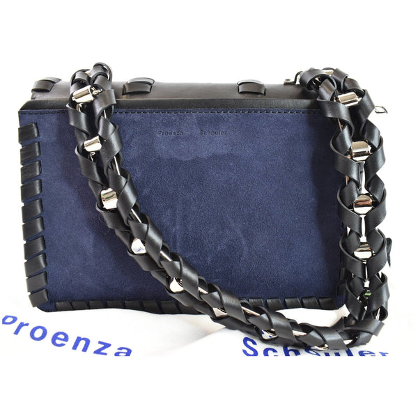 PROENZA SCHOULER Hava Whipstitch Leather Chain Shoulder Bag Navy Blue