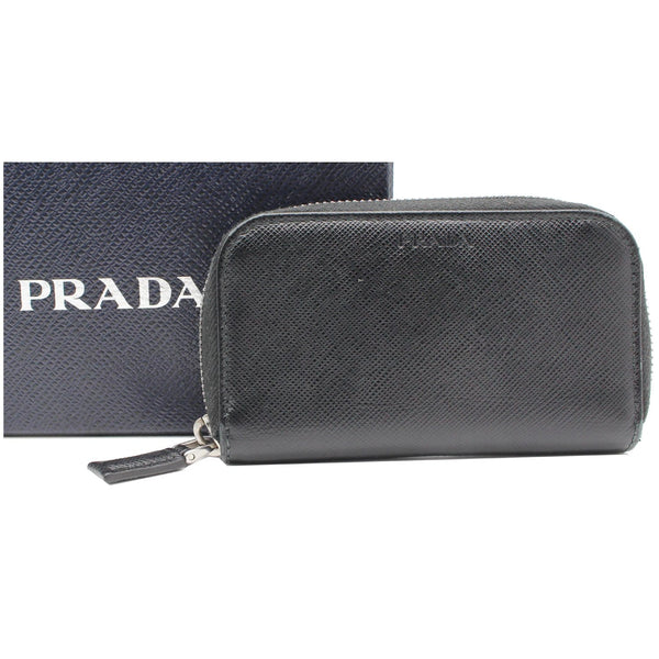 PRADA Saffiano Leather Key Case Holder Black - Final Sale