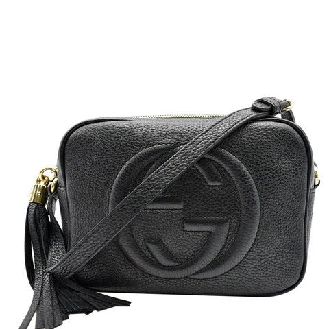 GUCCI Soho Disco Small Pebbled Leather Crossbody Bag Black 308364