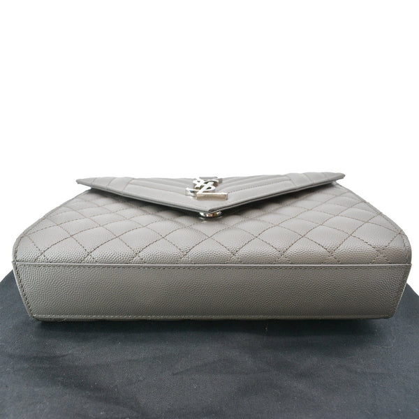 YVES SAINT LAURENT Envelope Chain Medium Mix Matelassé Leather Crossbody Bag Grey