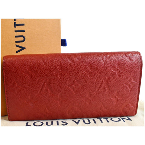 LOUIS VUITTON Emilie Monogram Empreinte Leather Wallet Red