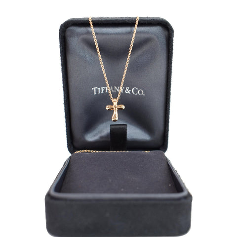 TIFFANY & CO 18K Elsa Peretti Cross Pendant Necklace Yellow Gold