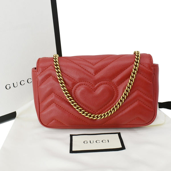 GUCCI GG Marmont Super Mini Leather Crossbody Bag Red 476433