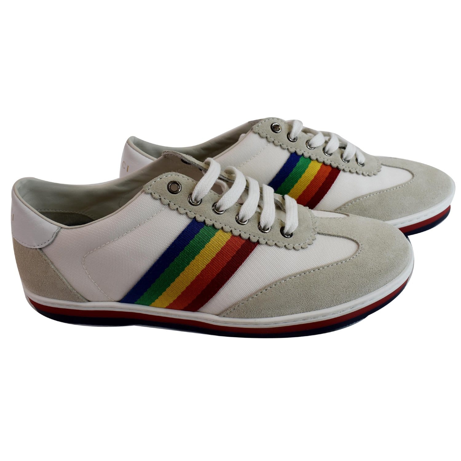Dovenskab Omvendt Følg os GUCCI Suede Stripe Rainbow G74 Leather Sneakers White 552969 US 5