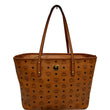 MCM Medium Anya Top Zip Visetos Canvas Shopper Tote Bag Cognac