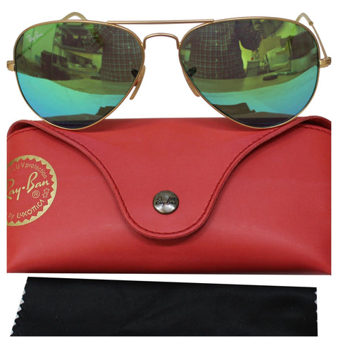 RAY-BAN Aviator Flash 3025 Sunglasses Green Mirrored Lens
