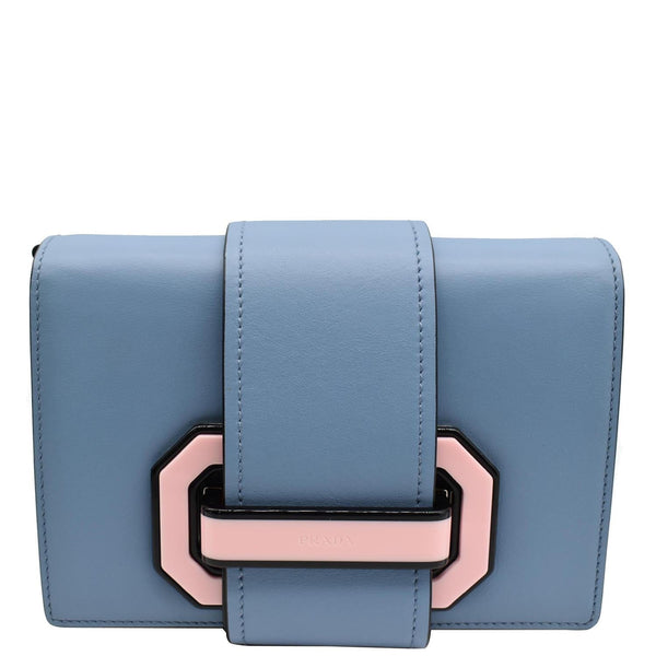 PRADA City Plex Ribbon Calfskin Shoulder Bag Blue/Pink