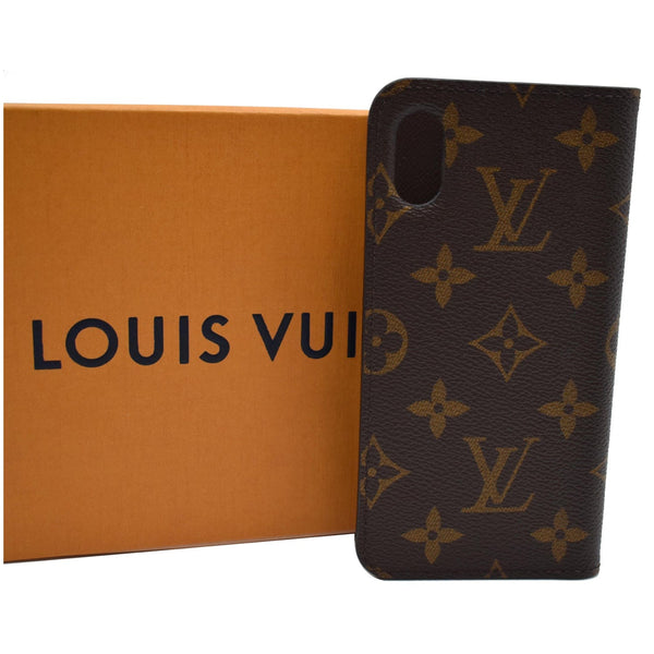 LOUIS VUITTON iPhone X Folio Monogram Canvas Phone Case Brown