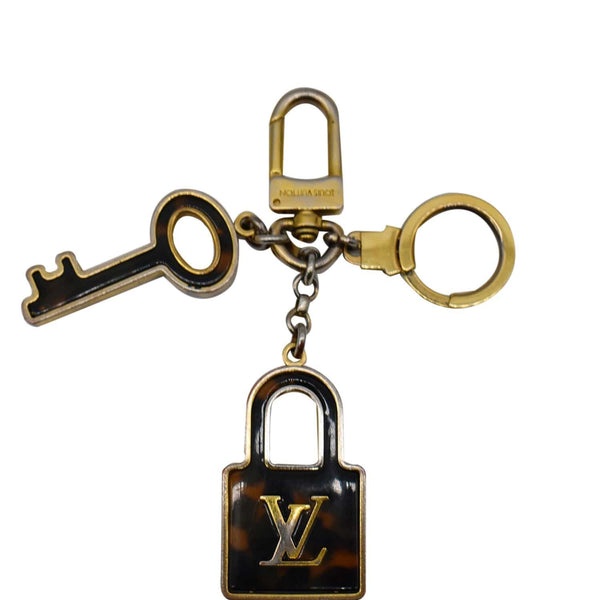 LOUIS VUITTON Resin Lock and Key Monogram Bag Charm Tortoise