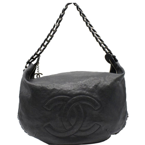 CHANEL Modern Chain Calfskin Leather Hobo Bag Black