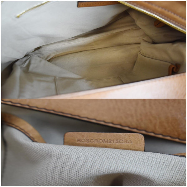 BURBERRY House Check Leather Hobo Bag Brown