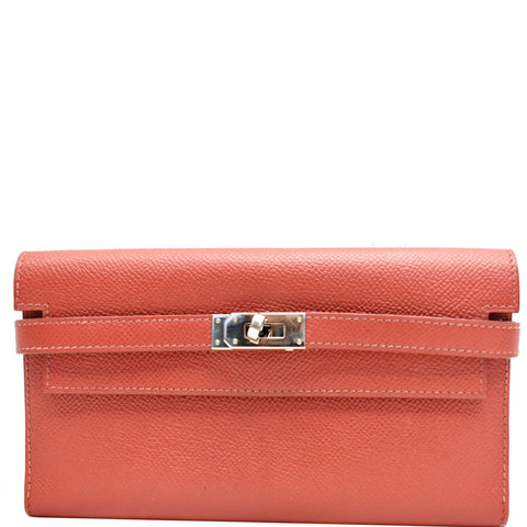 HERMES Kelly Epsom Leather Wallet Red