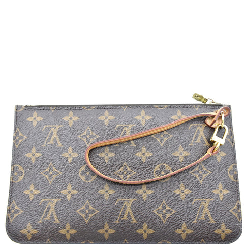LOUIS VUITTON Neverfull GM Monogram Canvas Pochette Wristlet Pouch Brown