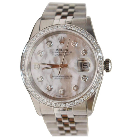 ROLEX Oyster Perpetual Datejust Diamond Men's Watch 16200 Mop Dial 36MM