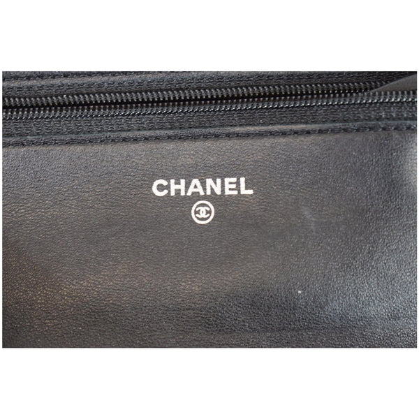 CHANEL Wallet On Chain Lambskin Leather WOC Crossbody Bag Black
