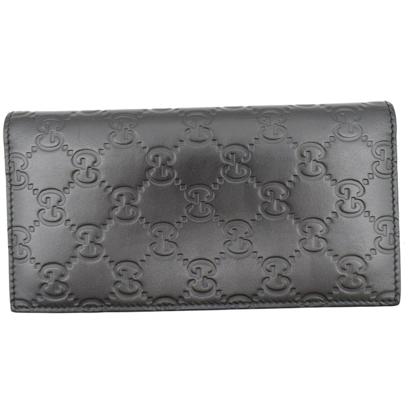 Used Gucci Continental Long Guccissima Leather Wallet Black