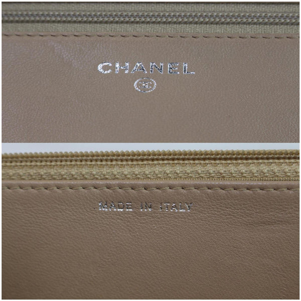 CHANEL Diamond Stitch Wallet On Chain Calfskin WOC Crossbody Bag Beige