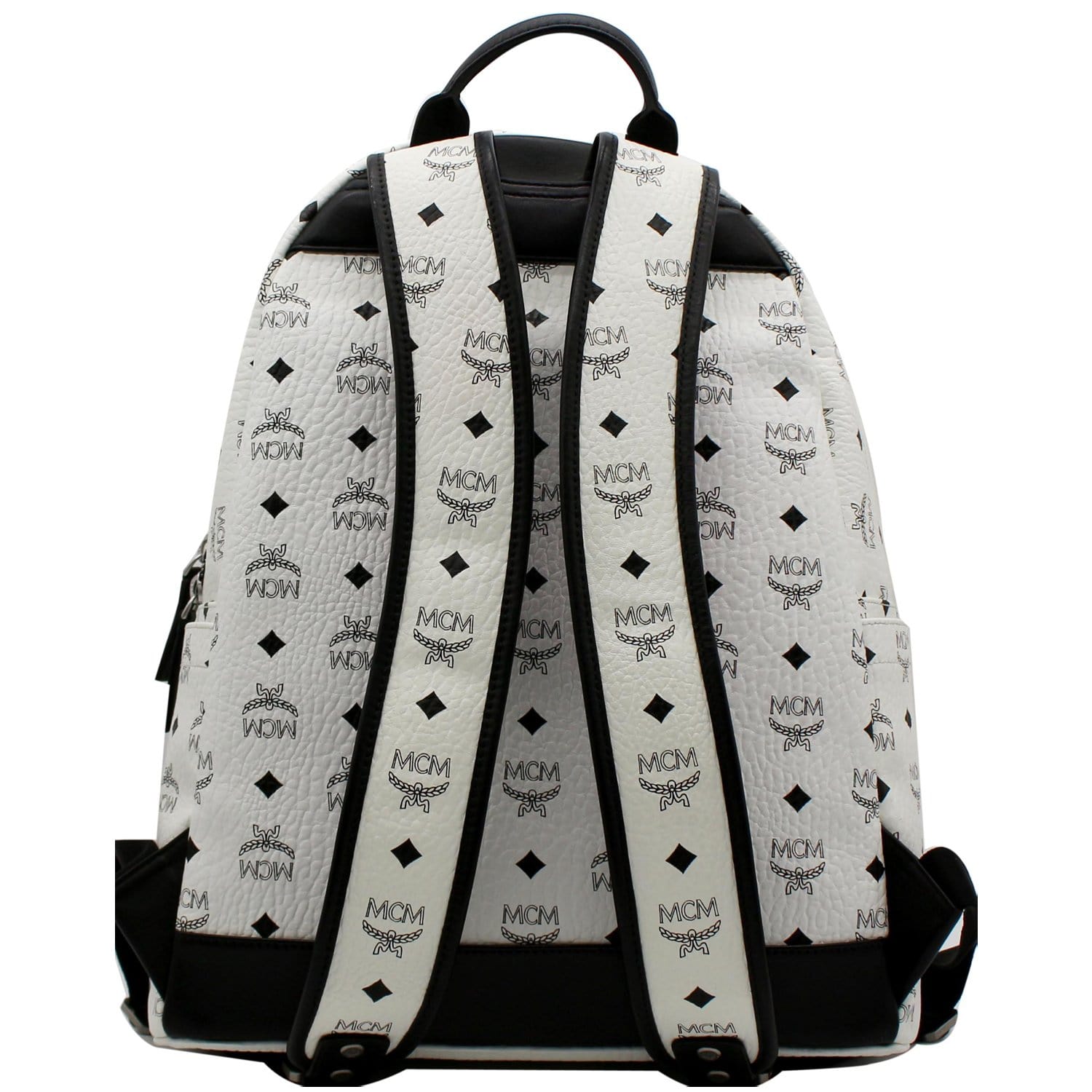 MCM Stark Visetos Coated Canvas Backpack Bag White- 15% OFF