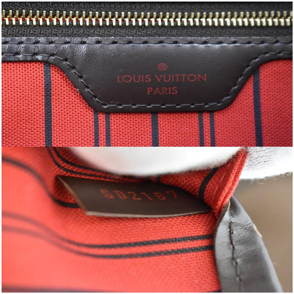 LOUIS VUITTON Neverfull MM Damier Ebene Shoulder Bag Brown