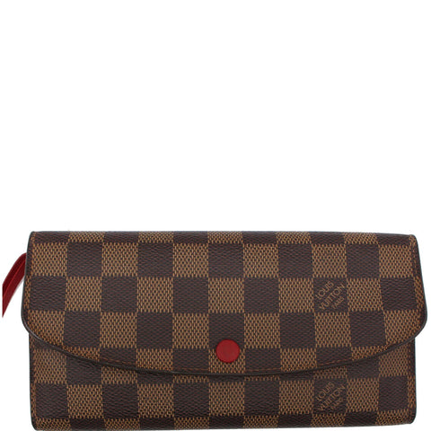 LOUIS VUITTON Emilie Damier Ebene Wallet Brown