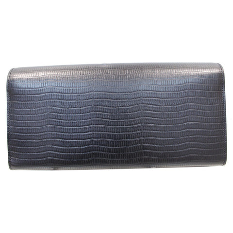 YVES SAINT LAURENT Classic Kate Monogram Tassel Embossed Leather Clutch Black