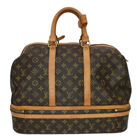LOUIS VUITTON Vintage Sac Sport Monogram Canvas Boston Travel Bag Brown