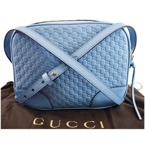 GUCCI Bree Micro GG Guccissima Leather Crossbody Bag Light Blue 449413